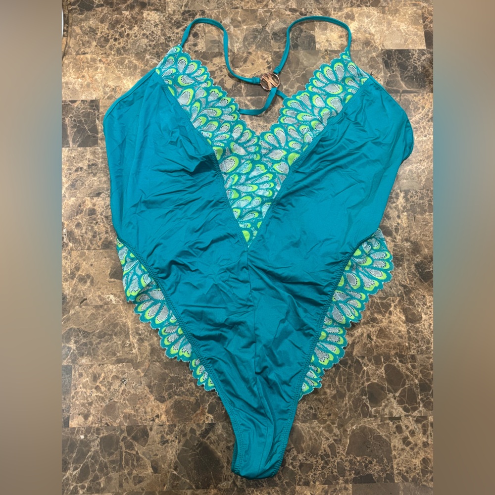Savage X Fenty Teal and Lime Lace Lingerie